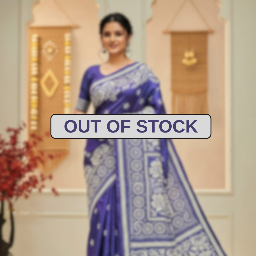 Bangalore Silk Kantha Saree - Shiny Blue