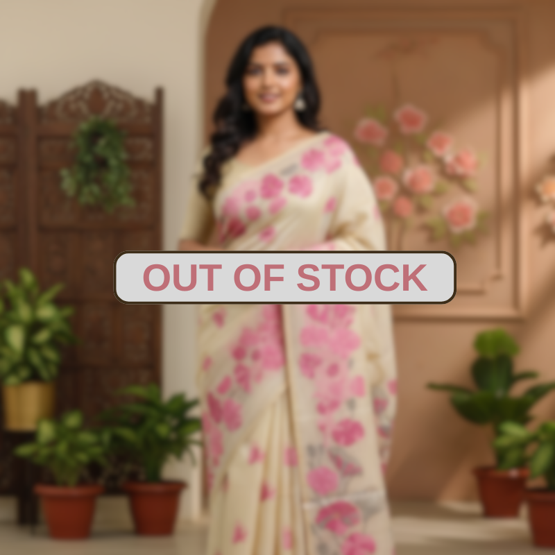 Pink Petal Muga Jamdani Saree