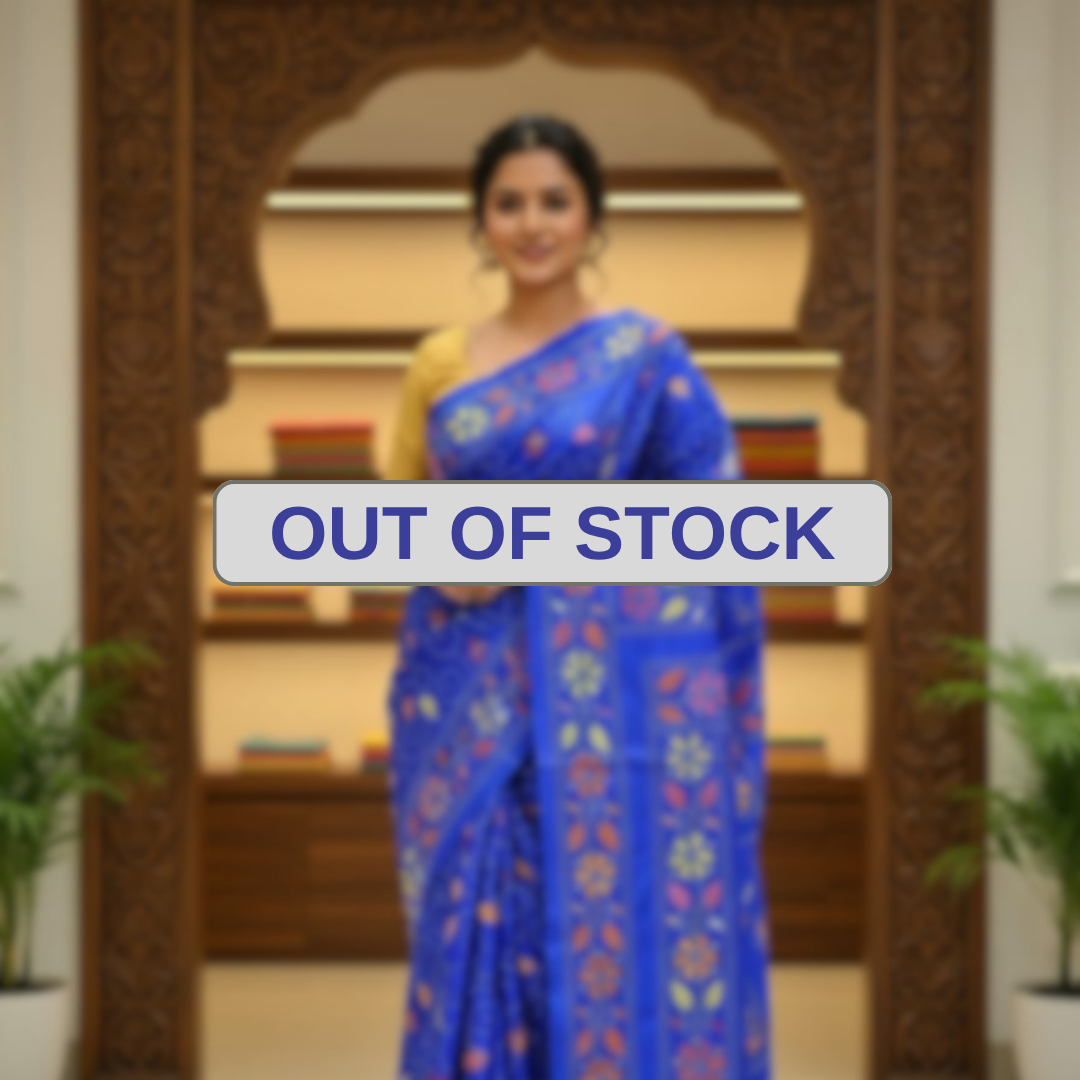 Bangalore pure silk Kantha Saree - Blue