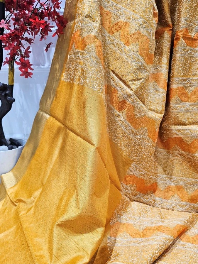 Hand Stitched Assam Silk - Merigold