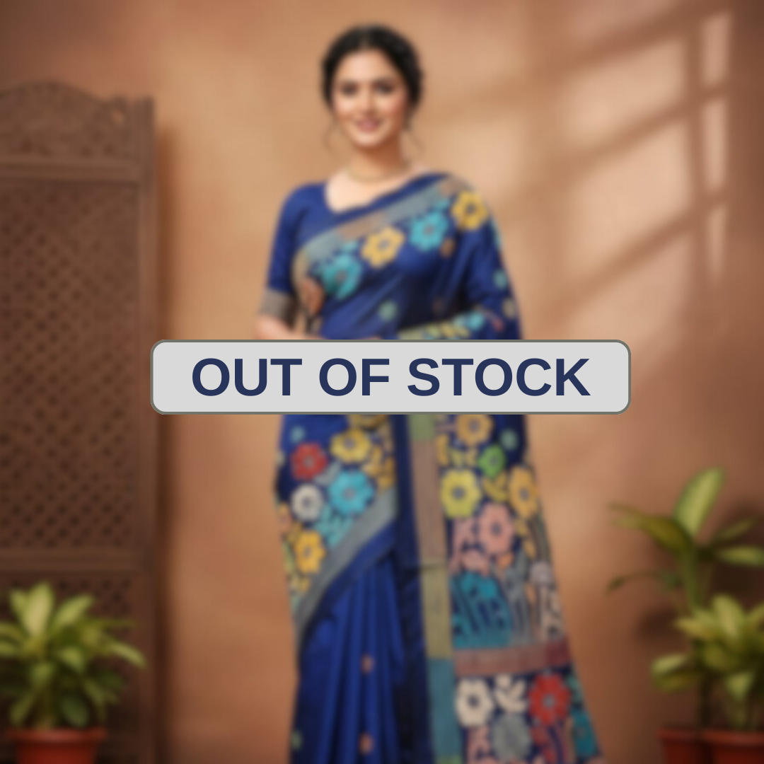 Blue Serenity Bangalore Silk Kantha Saree