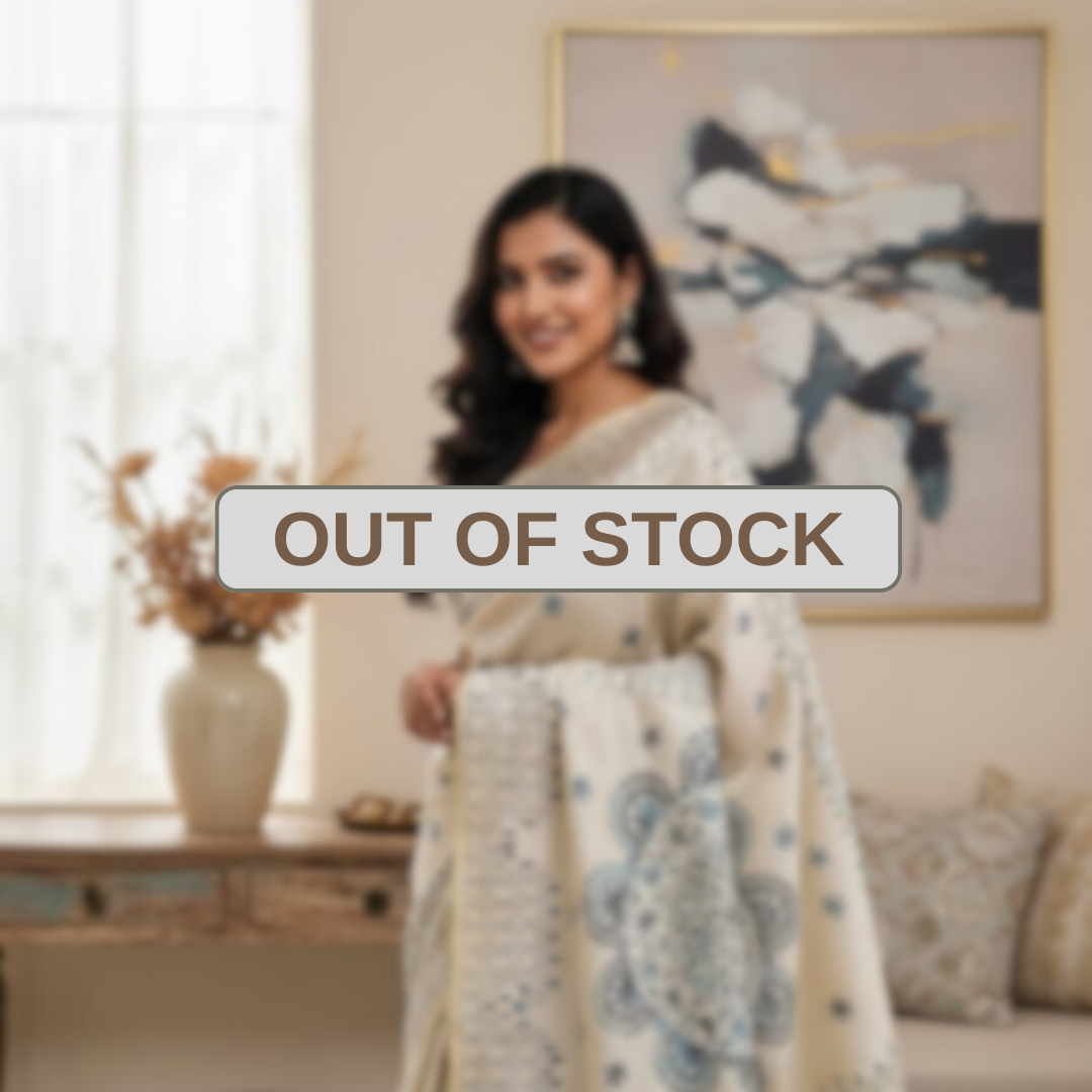 Hand Stitched Fragmented Kadhwa Kantha Saree- Grey