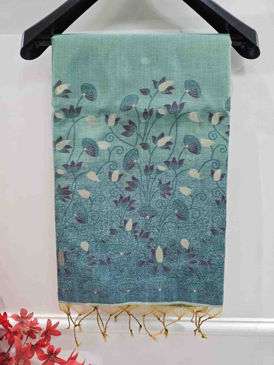 Floral Art Jamdani Saree - Green