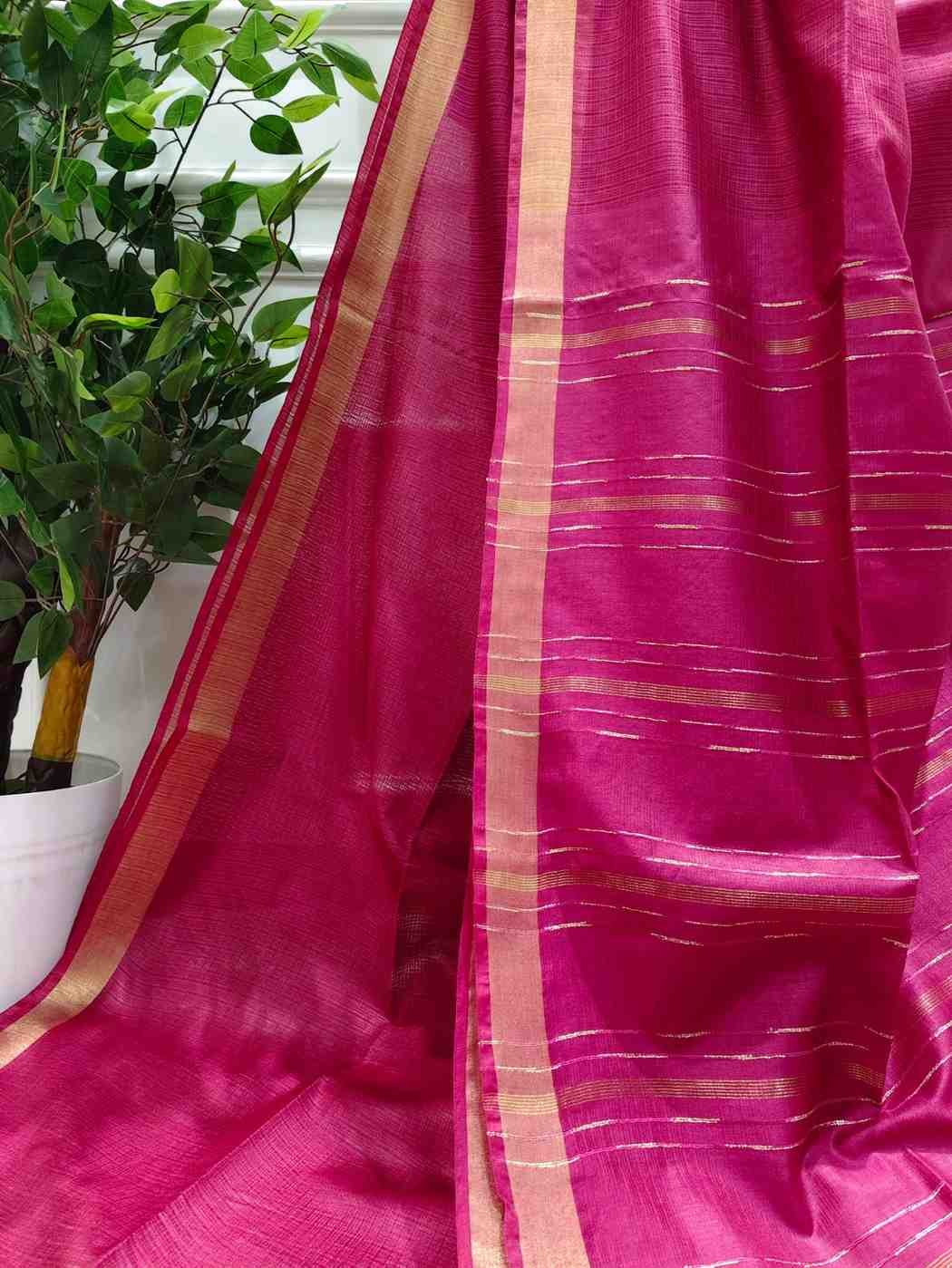 Mulberry Silk Handloom Saree- Deep Pink