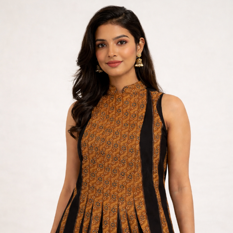 High Mandarin Collar Ladies Short Kurti