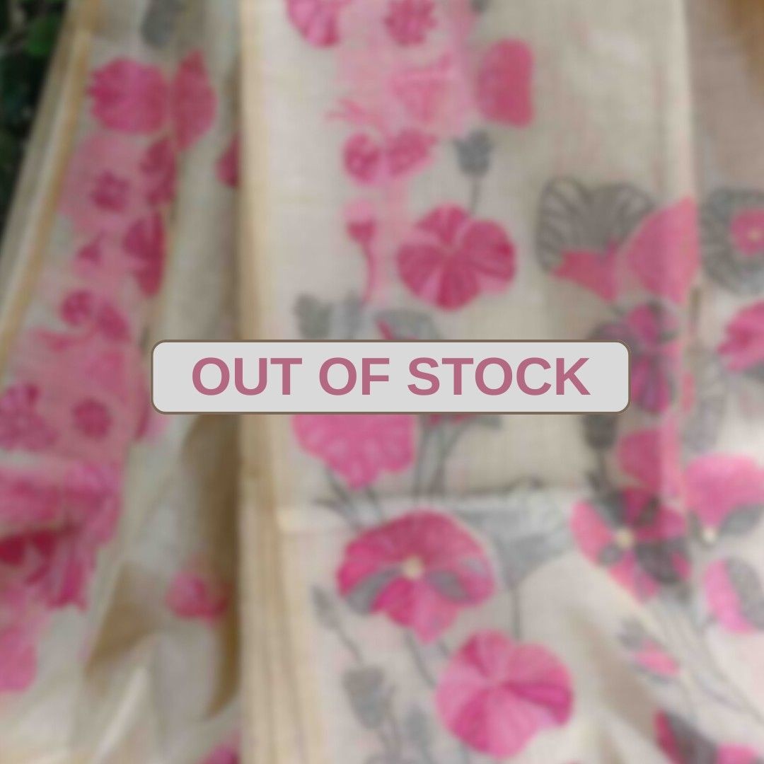 Pink Petal Muga Jamdani Saree