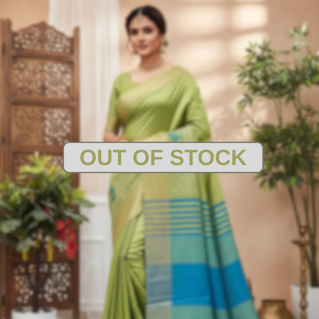 Hand Stitched Assam Silk - Lime Green