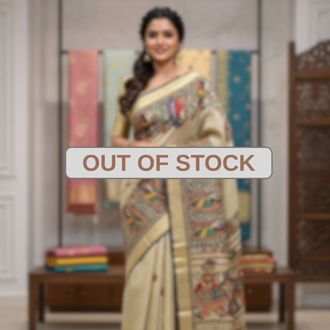 'VIVAH DOLI' Hand painted Madhubani Blend Saree
