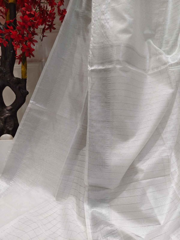 Mulberry Silk Handloom Saree- White