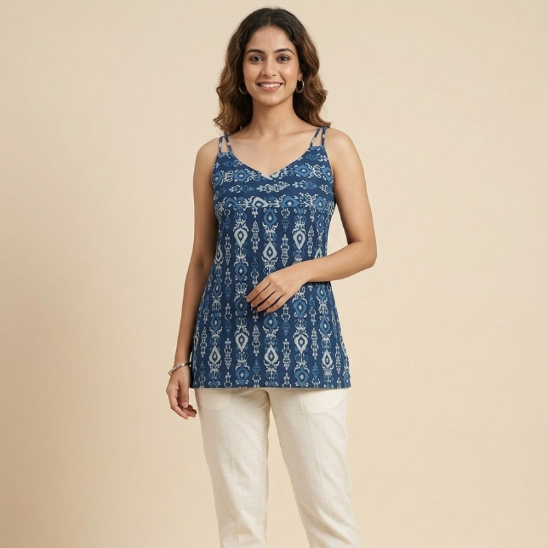 Straight-Cut Silhouette Ladies Short Kurti
