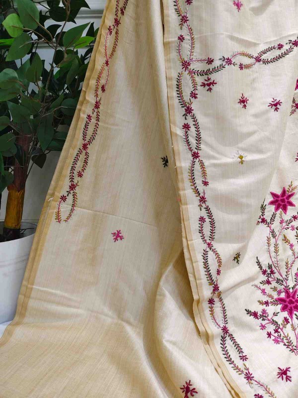 Hand stitched Nakshi Kantha Saree – Pink