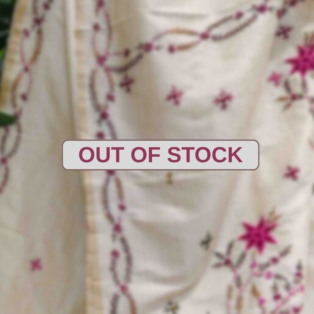 Hand stitched Nakshi Kantha Saree – Pink