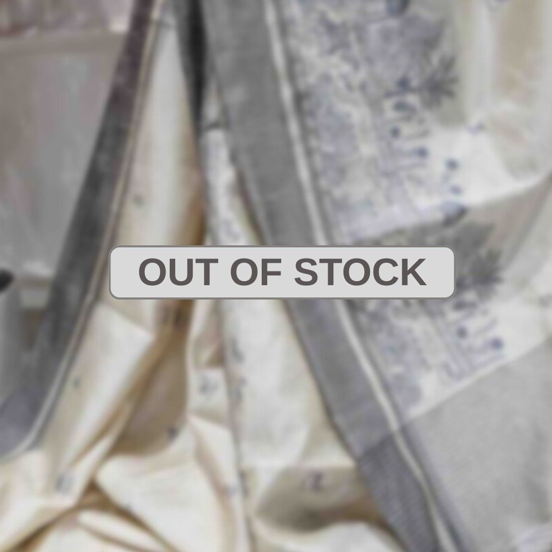 Hand stitched Matka Silk  With Heritage Weave - Grey, Pink, Green