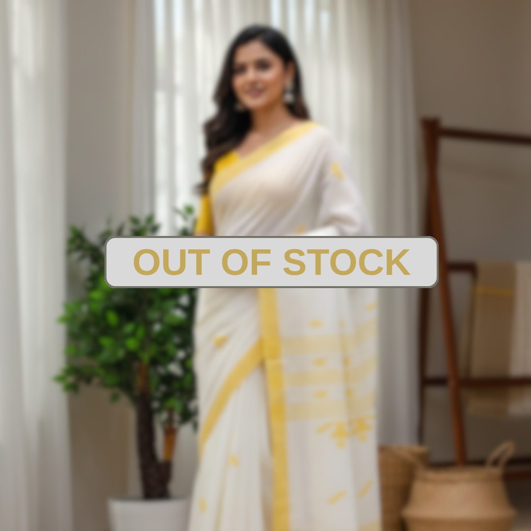 Pure Cotton Suti Saree – White with yellow border
