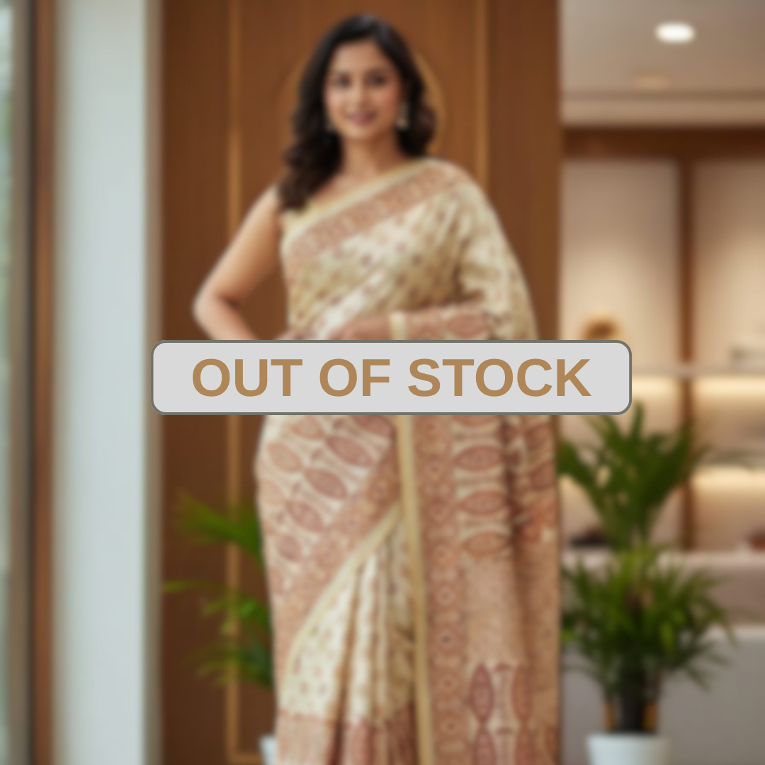 Hand Stitched Kadhwa Kantha Saree - Russet