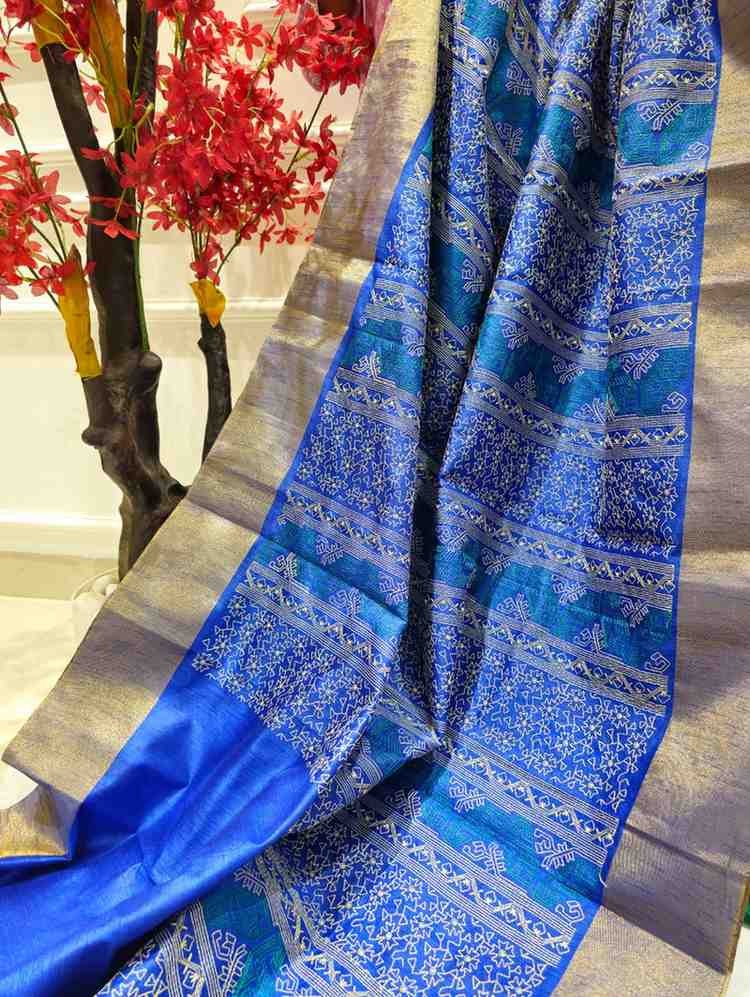 Hand Stitched Assam Silk - Royal Blue