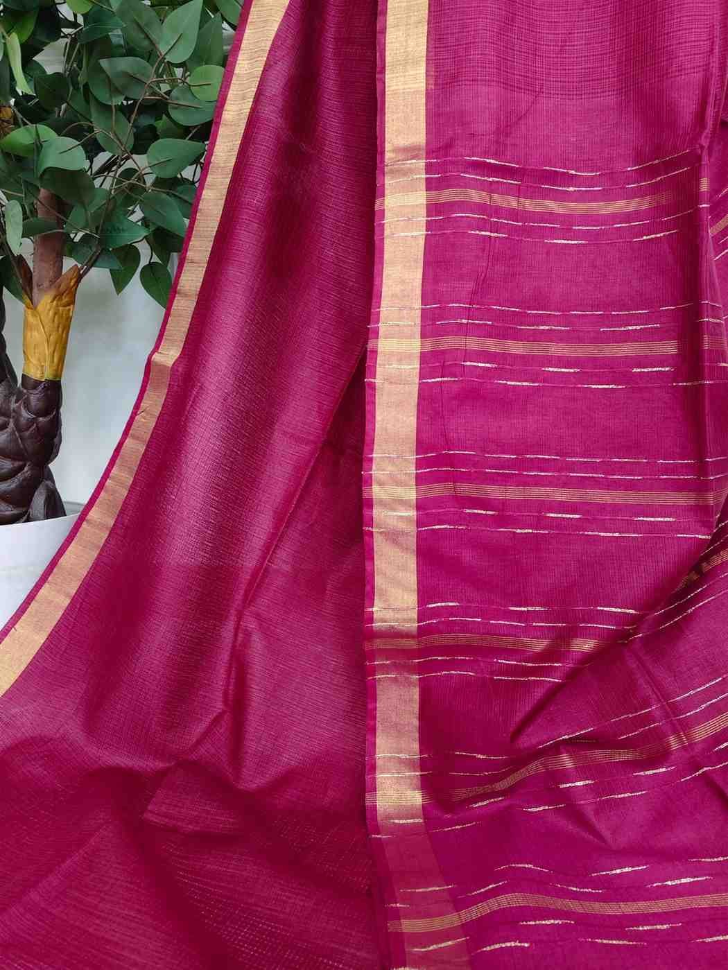 Mulberry Silk Handloom Saree- Dark Pink