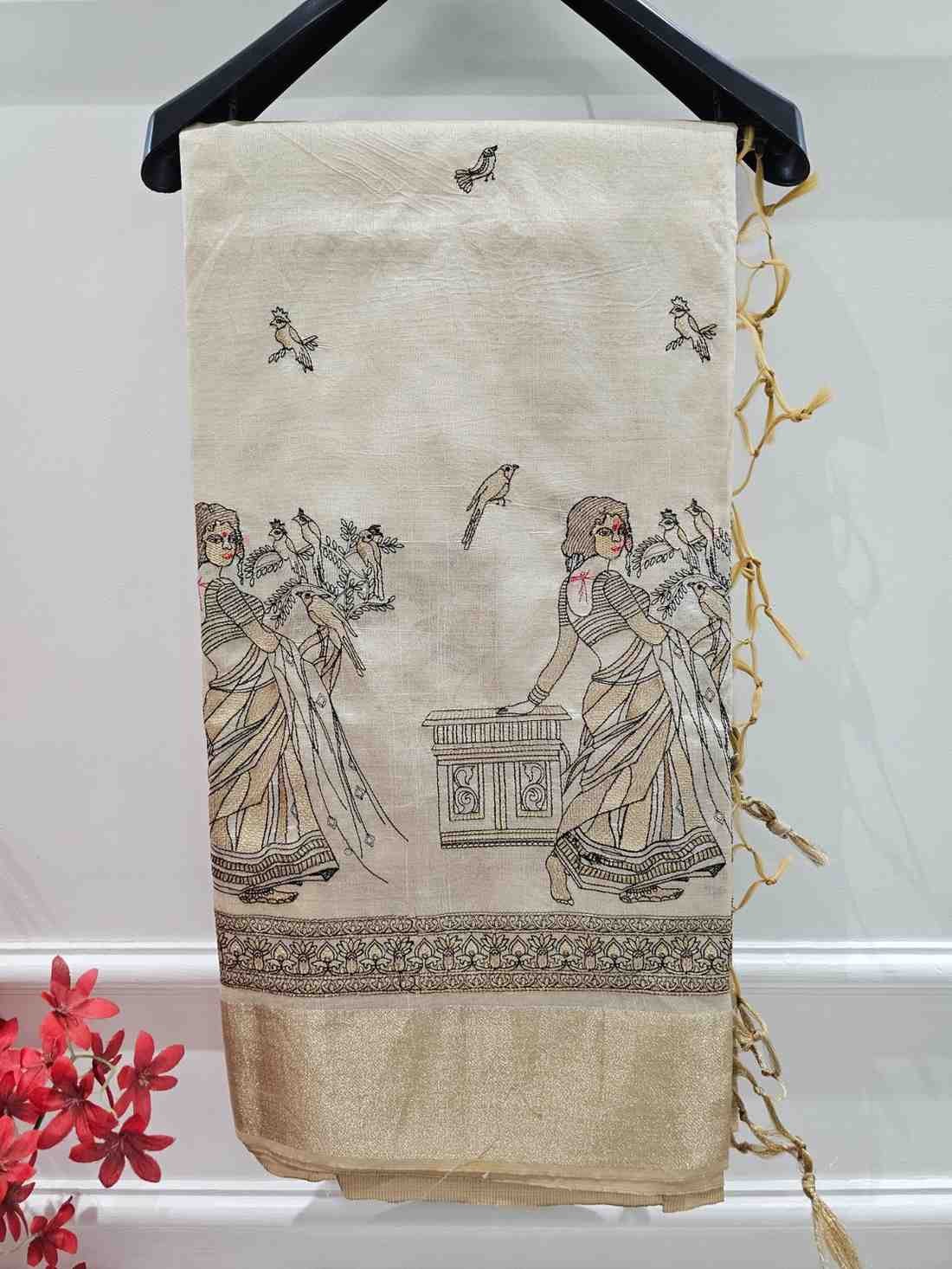 Freedom Depicting Motif Semi Tussar Saree
