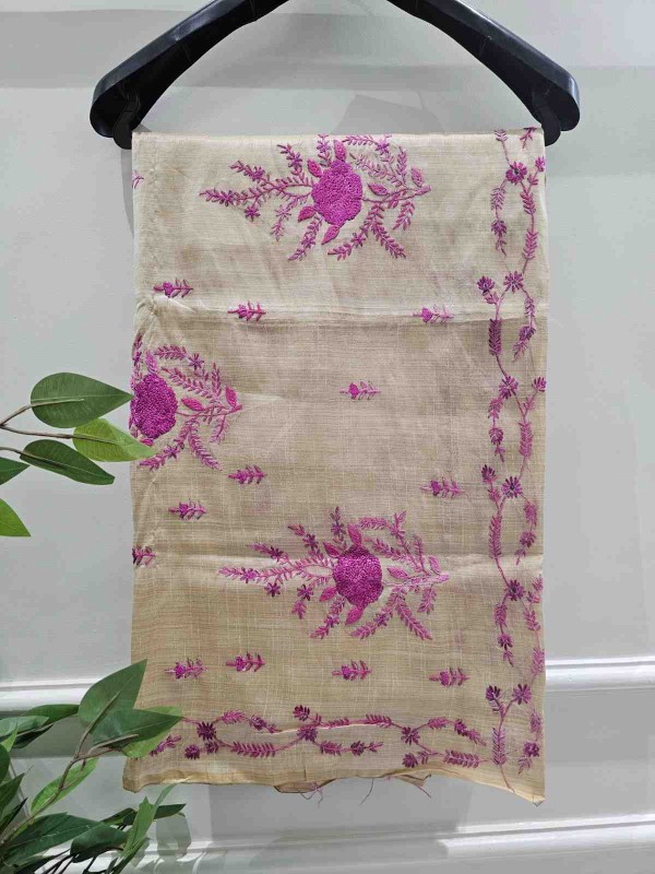 Hand Stitched Nakshi Kantha Saree - Baby pink