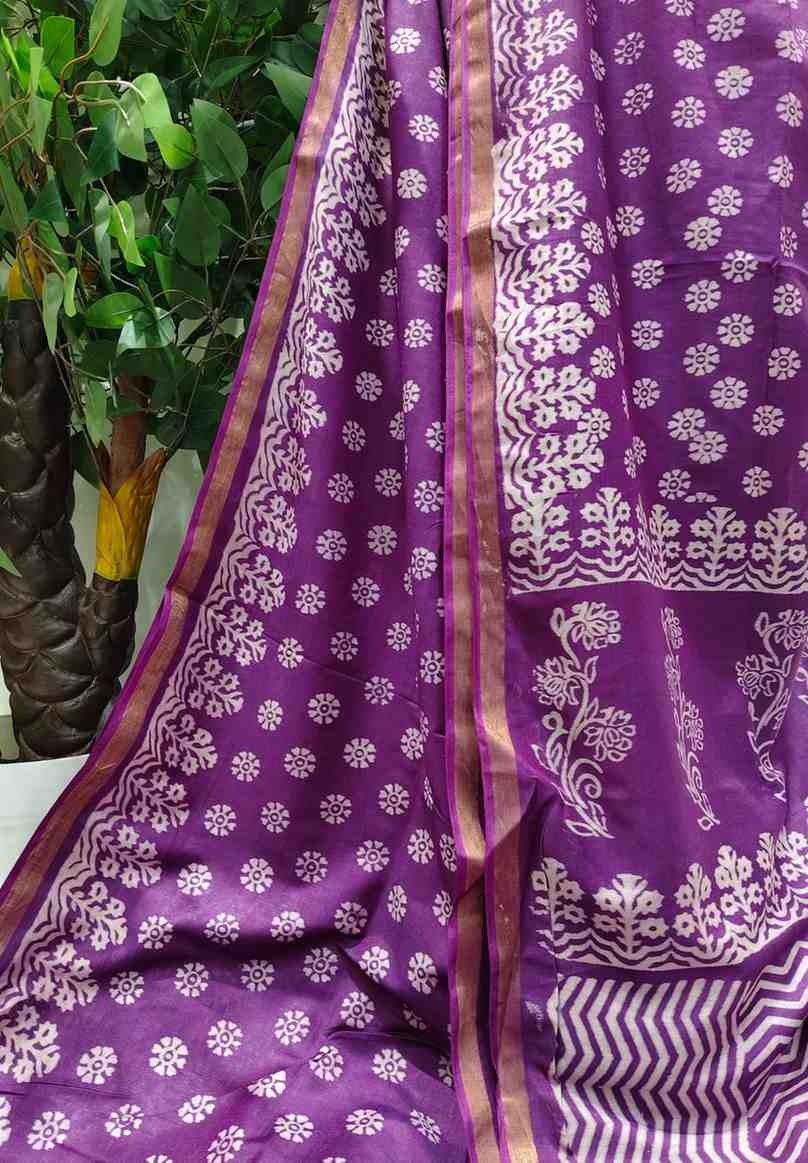 Mulberry Silk Handloom Saree-Purple