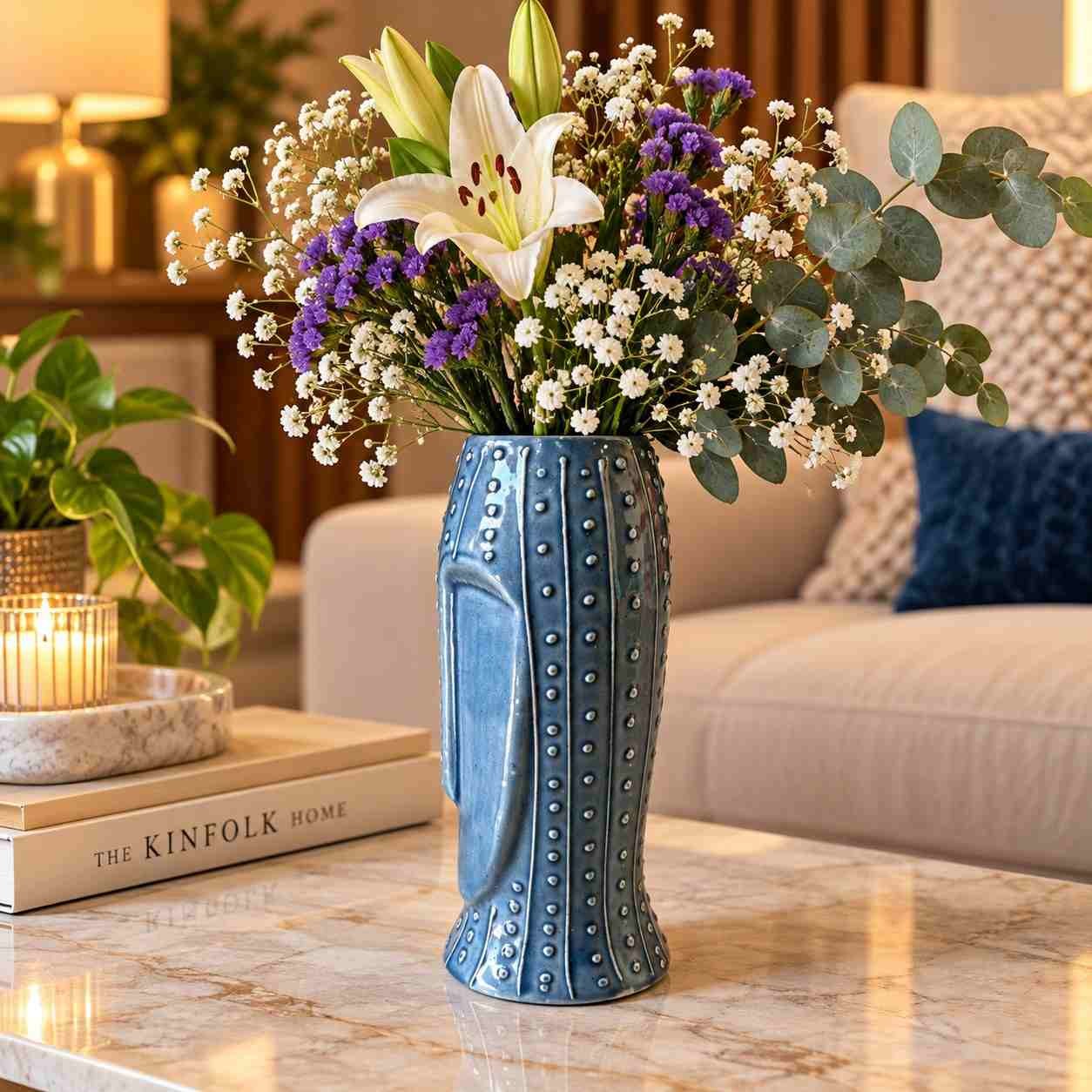 Artisanal Glazed Ceramic Statement Vase | Contemporary Artistic Abstract Figurine for Floral Arrangements, Interior Styling & Housewarming Gifts