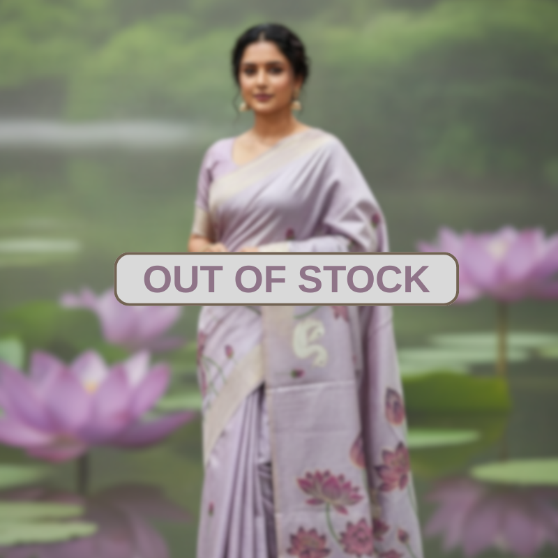 Lavender hansika Muga Jamdani Saree