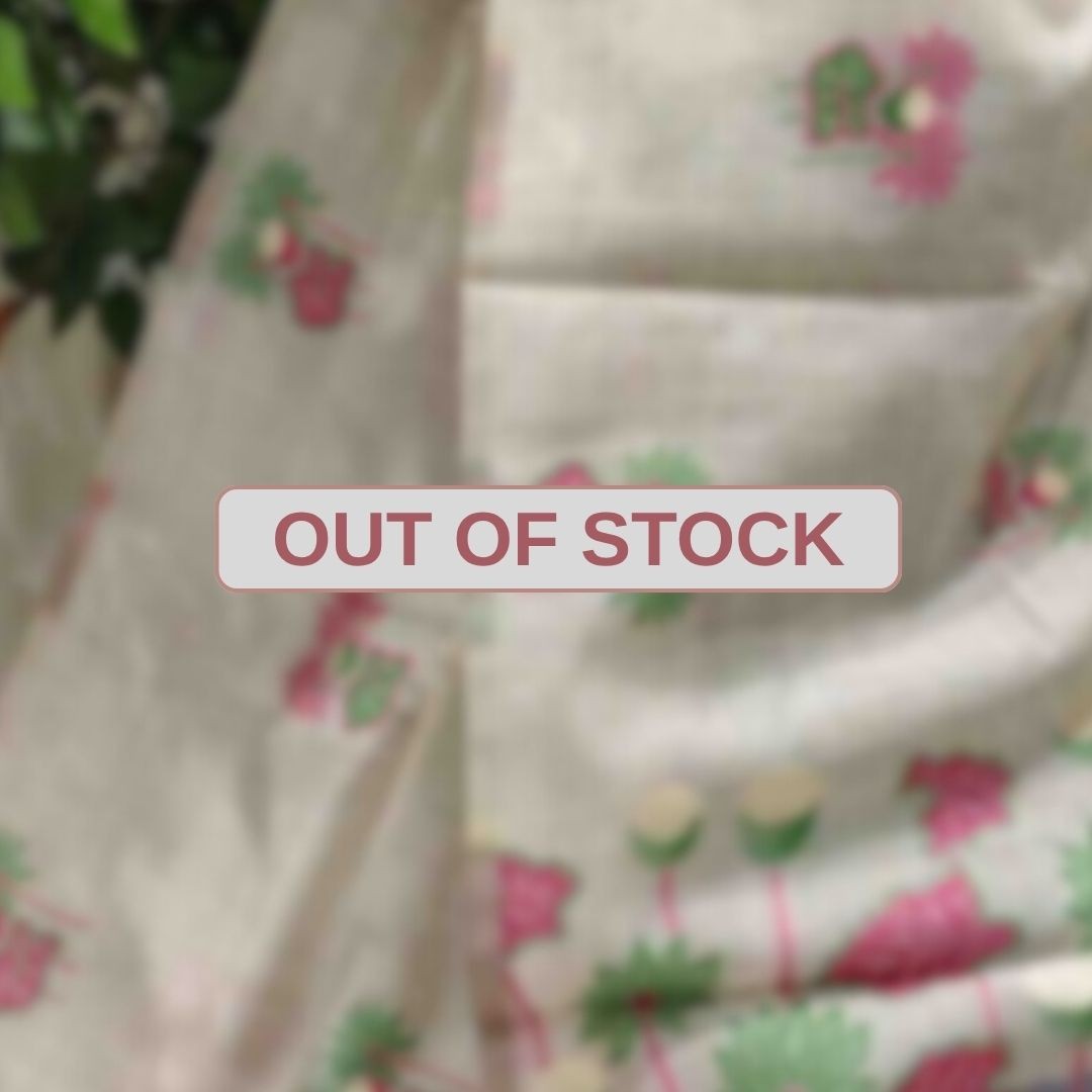 Peach Aqua Bloom  Muga Jamdani Saree