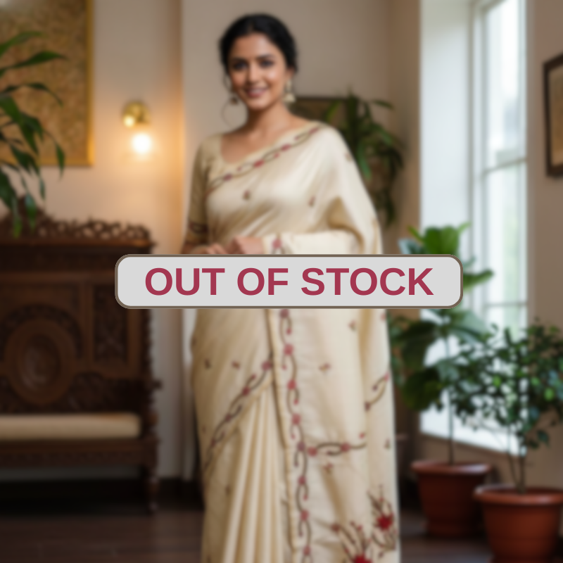 Hand stitched Nakshi Kantha Saree – Pink