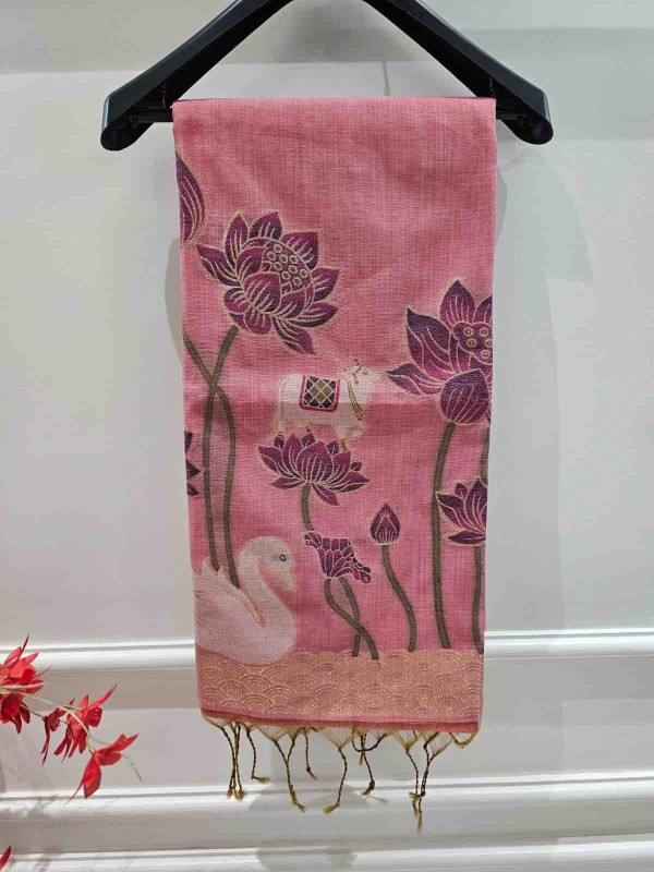 Pink hansika Muga Jamdani Saree