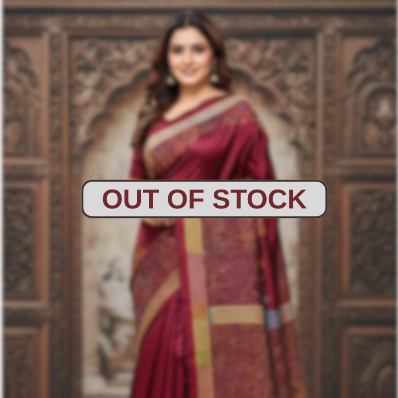 Bangalore Pure Silk Reverse Kantha Saree - Brown