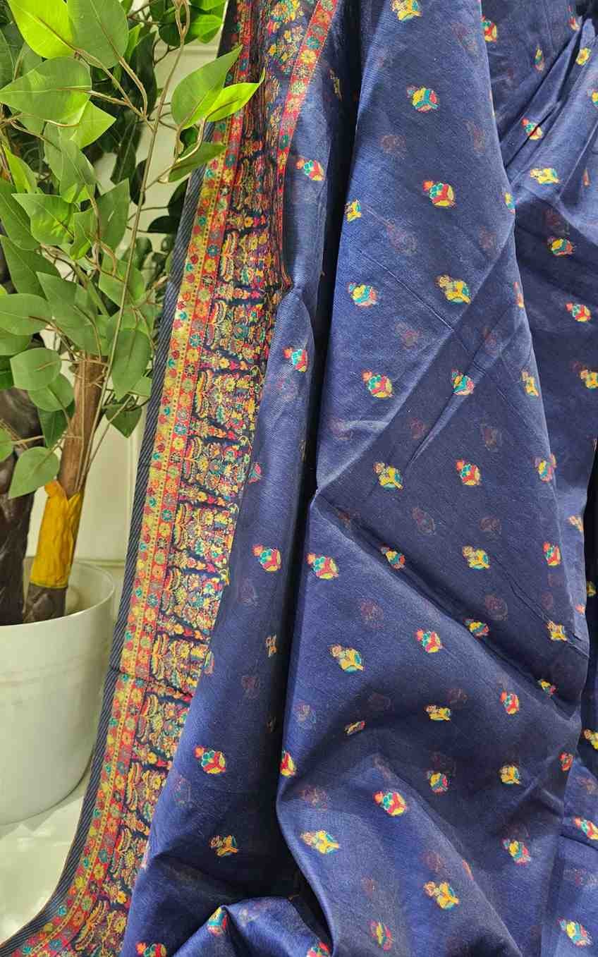 Muga Assam Silk - Indigo Elegance