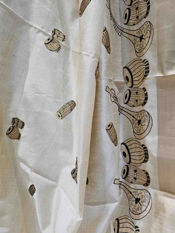 Musical Motif Semi Tussar Saree
