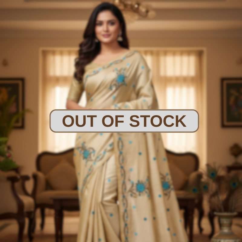 Hand Stitched Nakshi Kantha Saree - Cyan