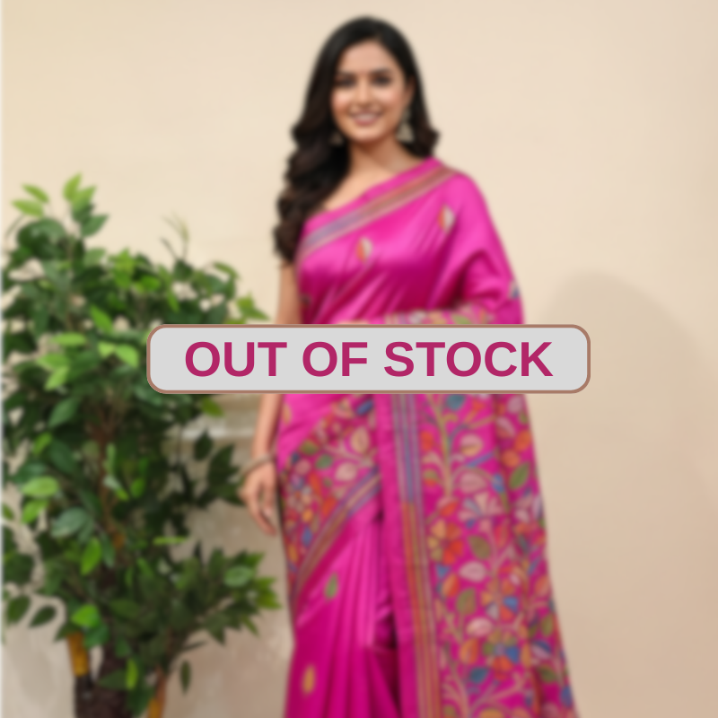 Cornetto Cut Bangalore Silk Kantha Saree - Candy Pink