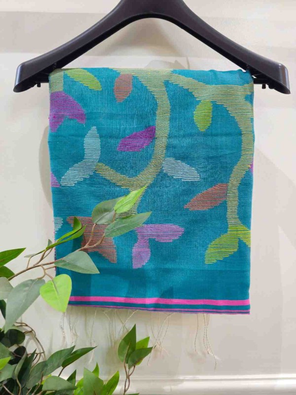 Pure Cotton suti saree - Teal