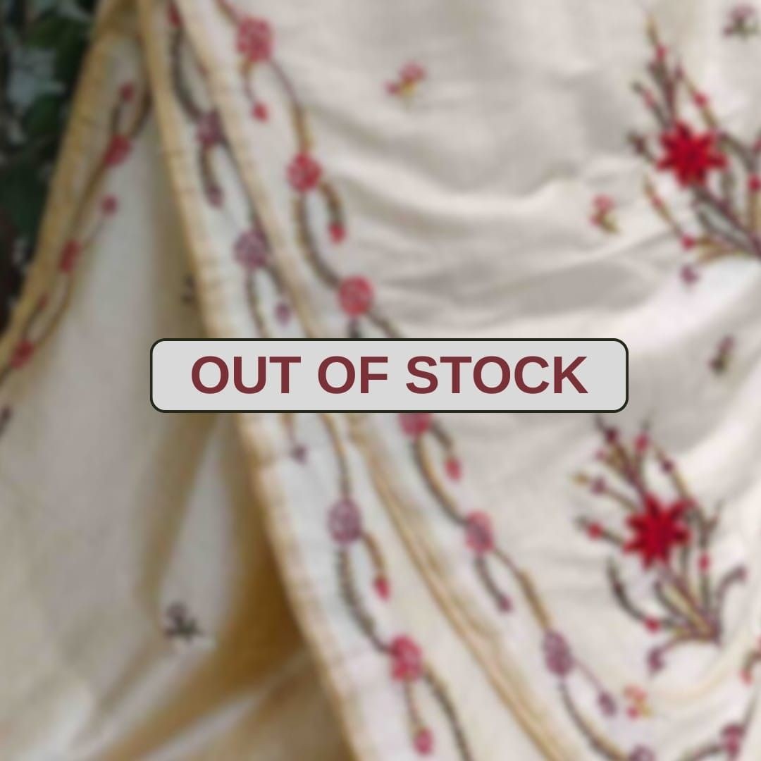 Hand stitched Nakshi Kantha Saree – Crimson Red