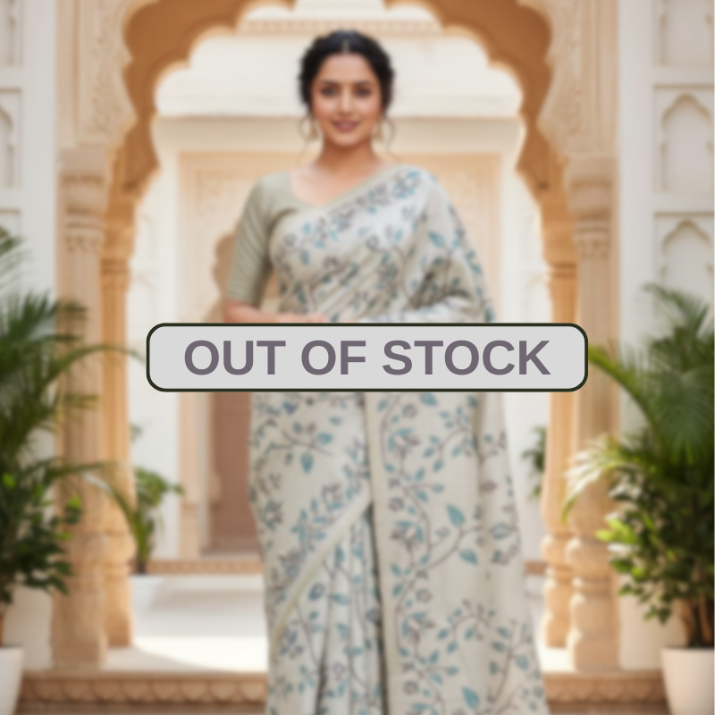 Floral Art Jamdani Saree - Green Blossom