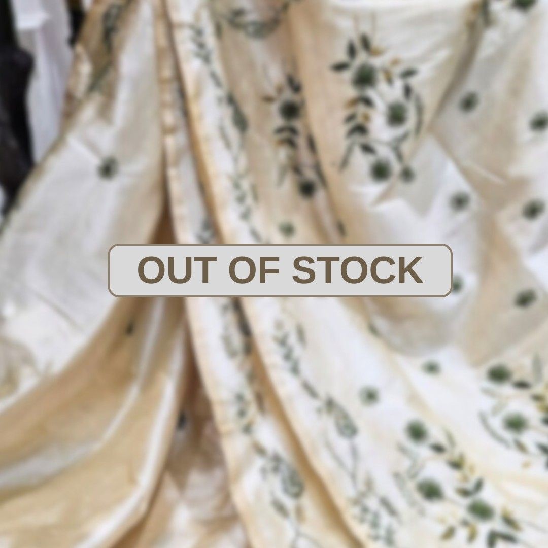 Hand Stitched Nakshi Kantha Saree - Leaf Green