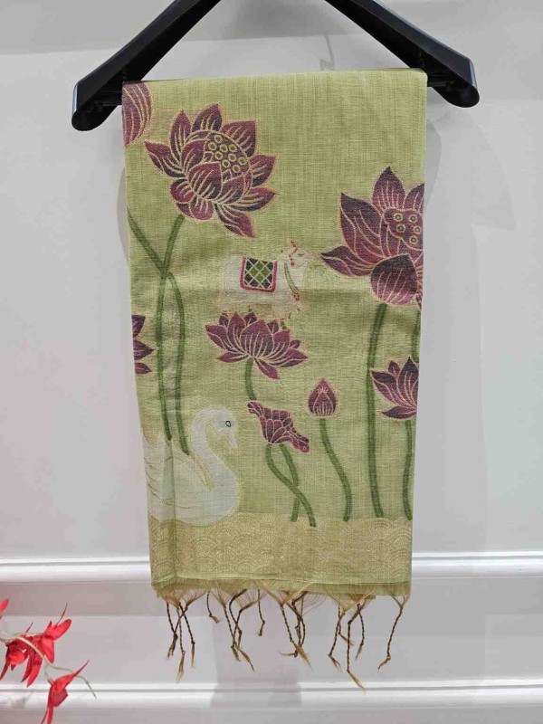 Green hansika Muga Jamdani Saree