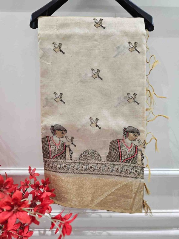 Bird Motif Semi Tussar Saree