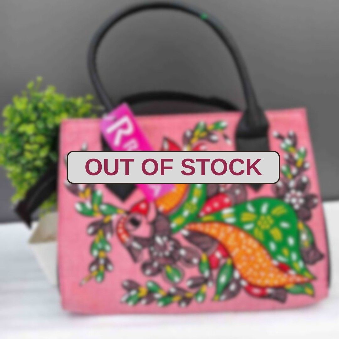 Handpainted Madhubani Handbag -Pink
