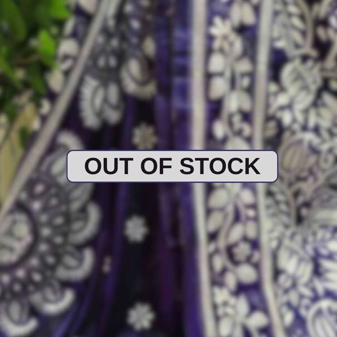 Bangalore Silk Kantha Saree - Dark Purple