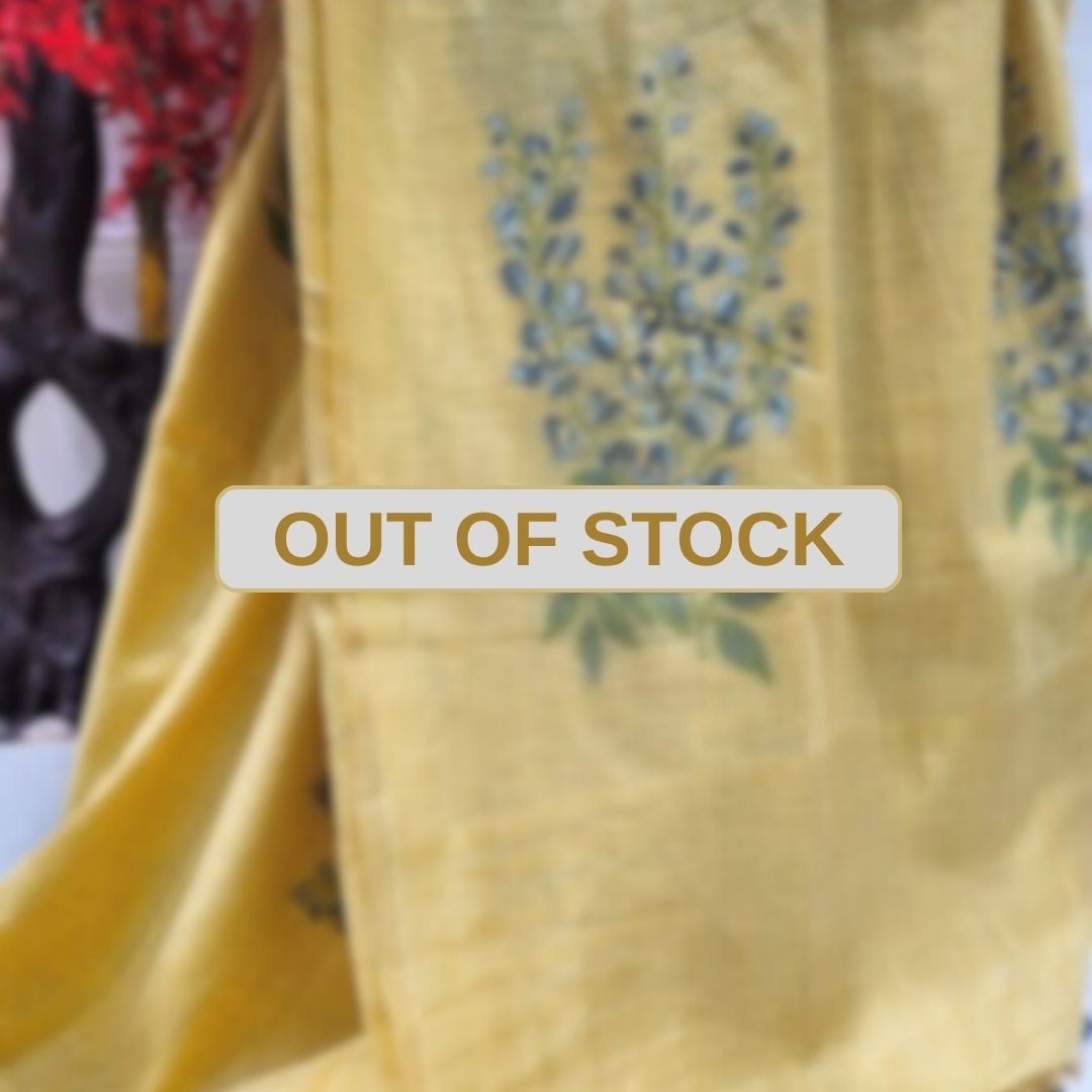 Floral Art Jamdani Saree - Yellow Blossom