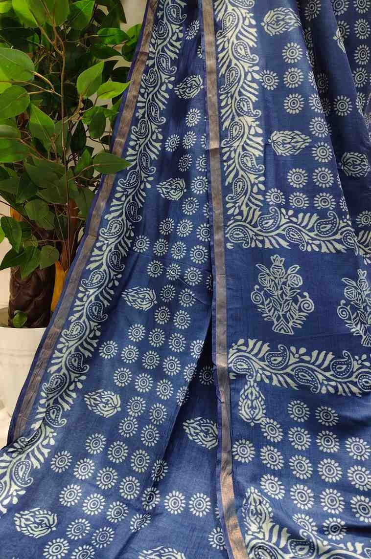 Mulberry Silk Handloom Saree- Blue