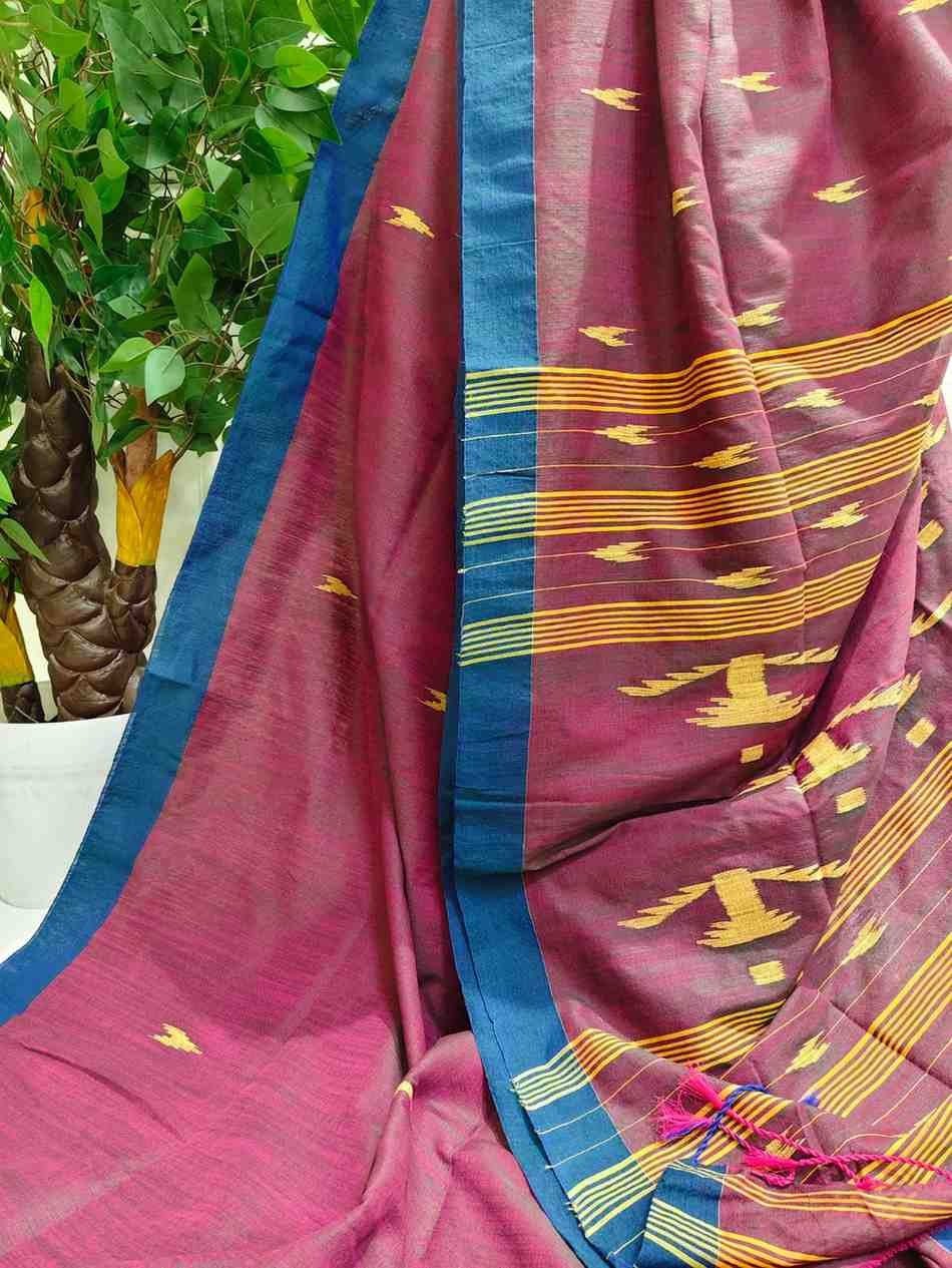Pure Cotton Suti Saree – Maroon