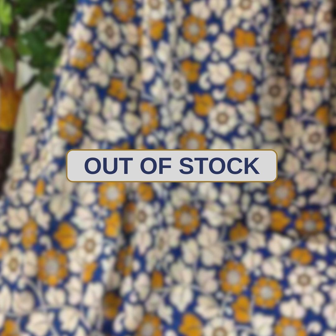 'Pushpa Vihar' Royal Blue canvas cotton Kalamkari Saree