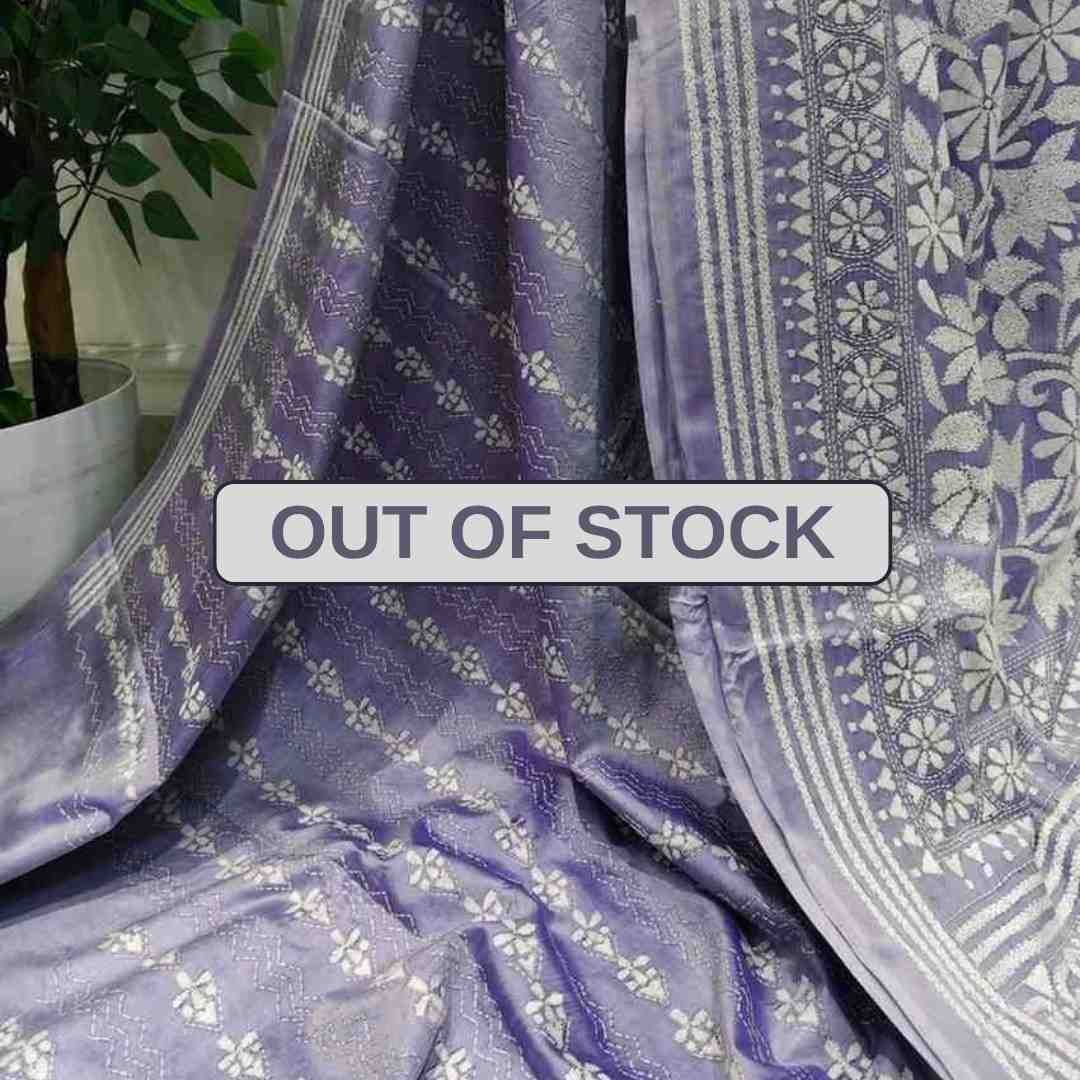 Lavender Spring Bangalore Silk Kantha Saree