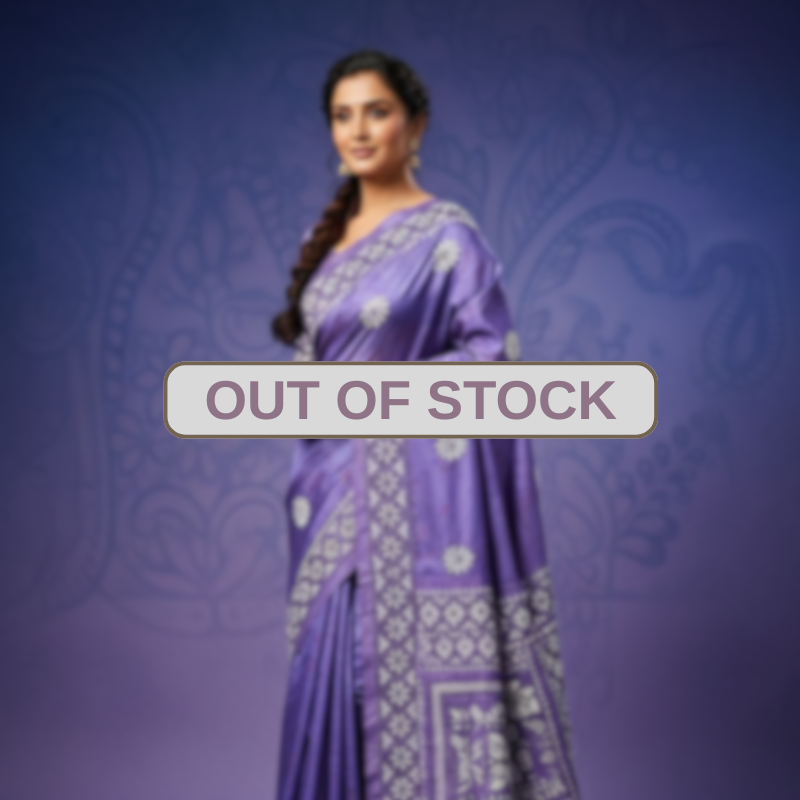 Bangalore Silk Kantha Saree - Lavender
