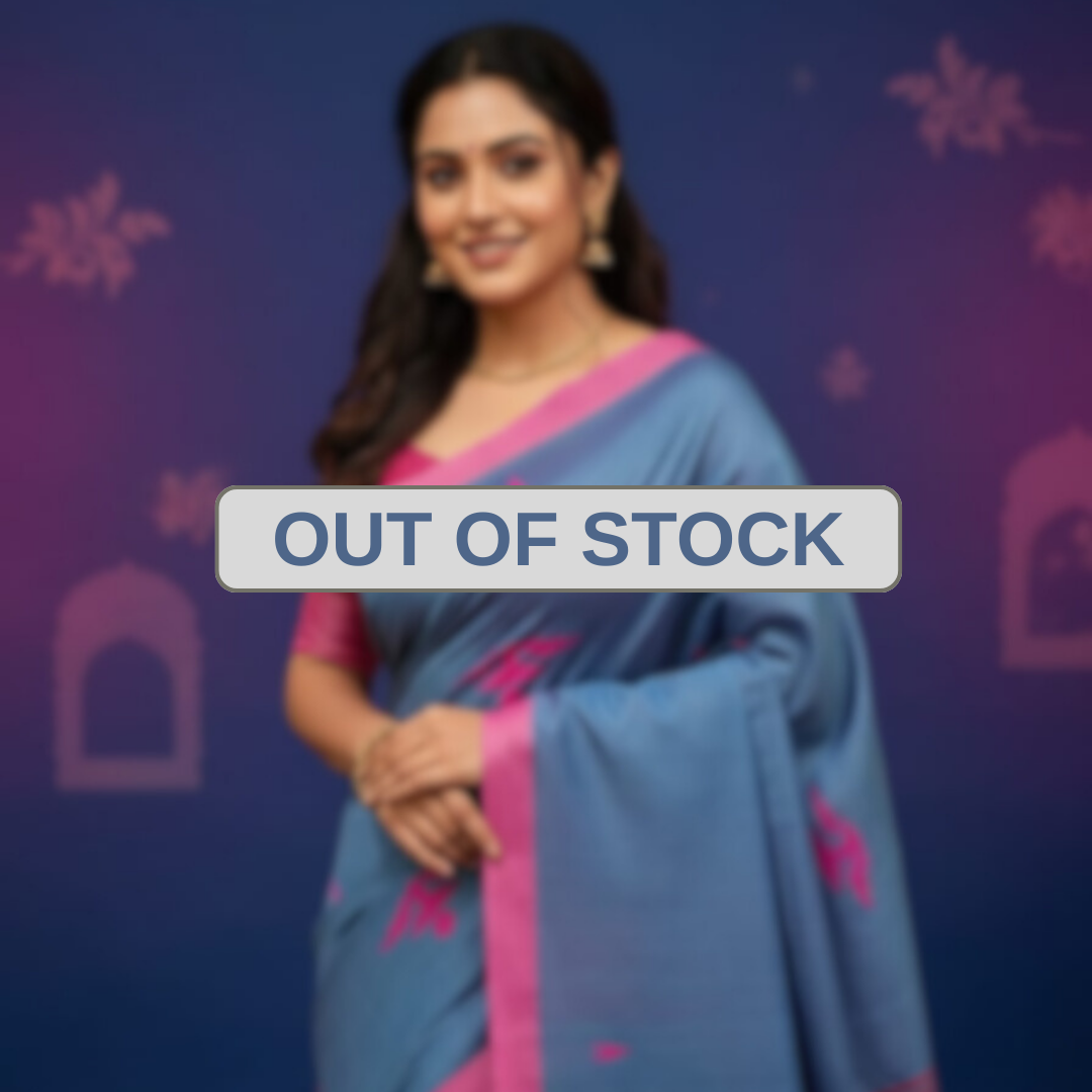 Pure Cotton suti saree - Denim Blue