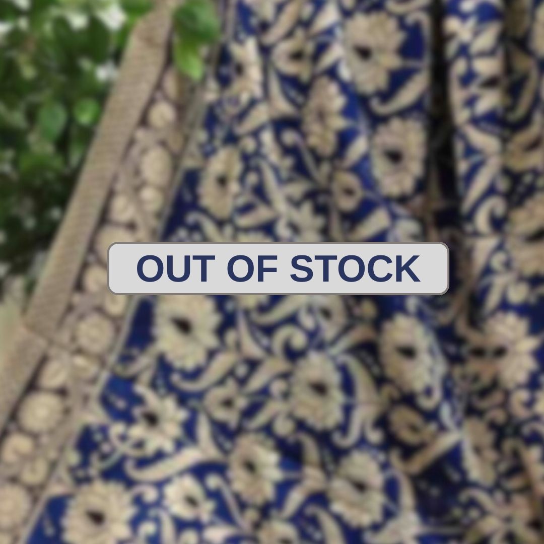 'Yavantika' Navy Blue canvas cotton Kalamkari Saree